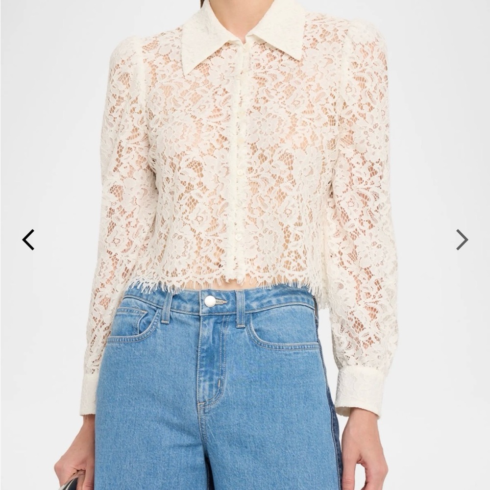 L'Agence Anita Floral Lace Button-Front Blouse NWT